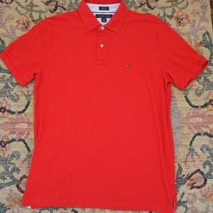 Red Tommy Hilfiger Men's Short Sleeve Polo